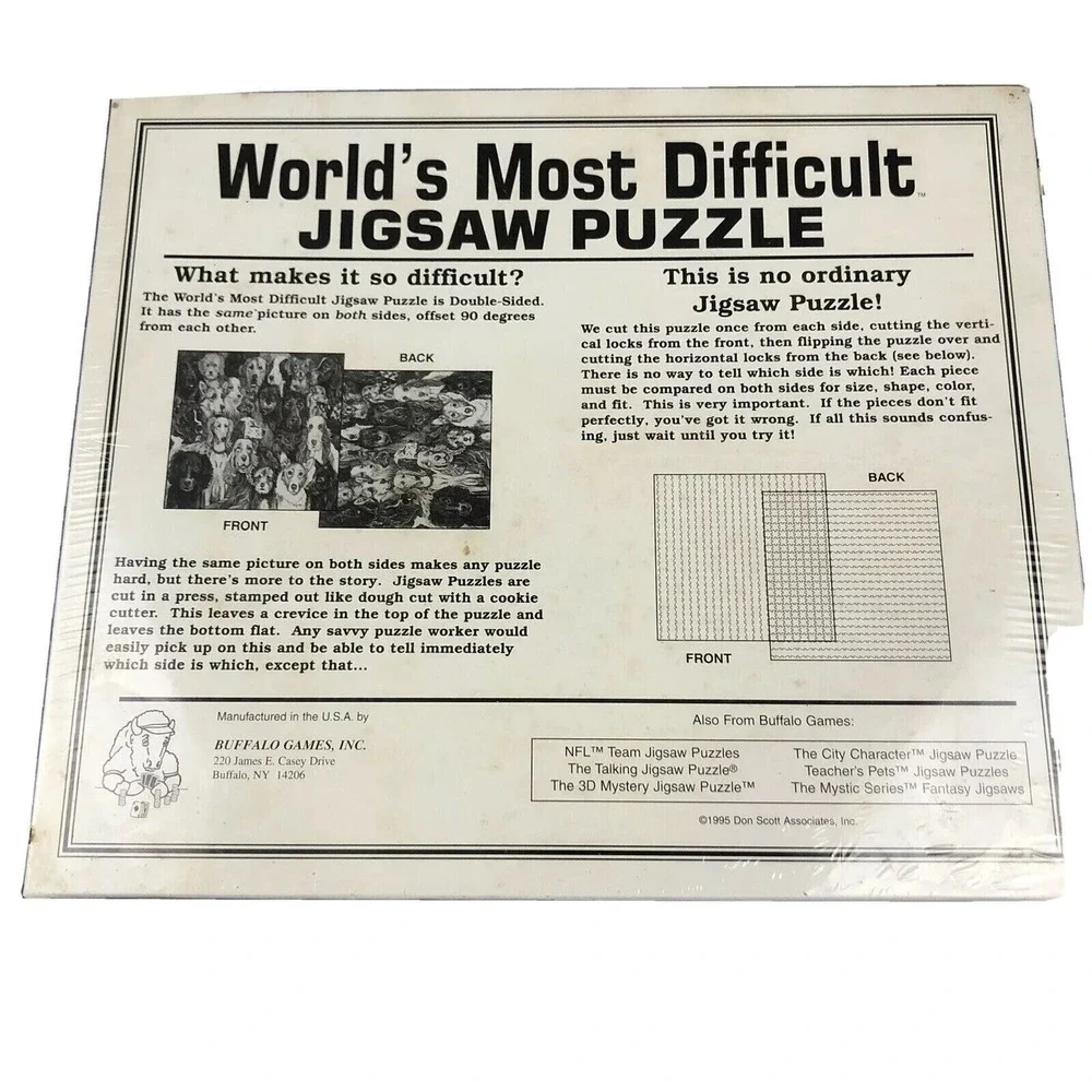 World's Most Difficult Jigsaw Puzzle 529 Pieces Double Sided Dogs Edition‎ NEW